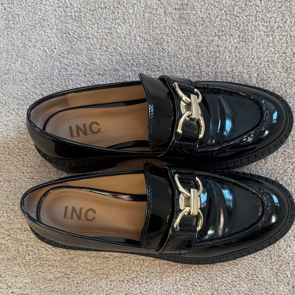 INC International Concepts Glossy Black Loafers - Picture 3 of 5